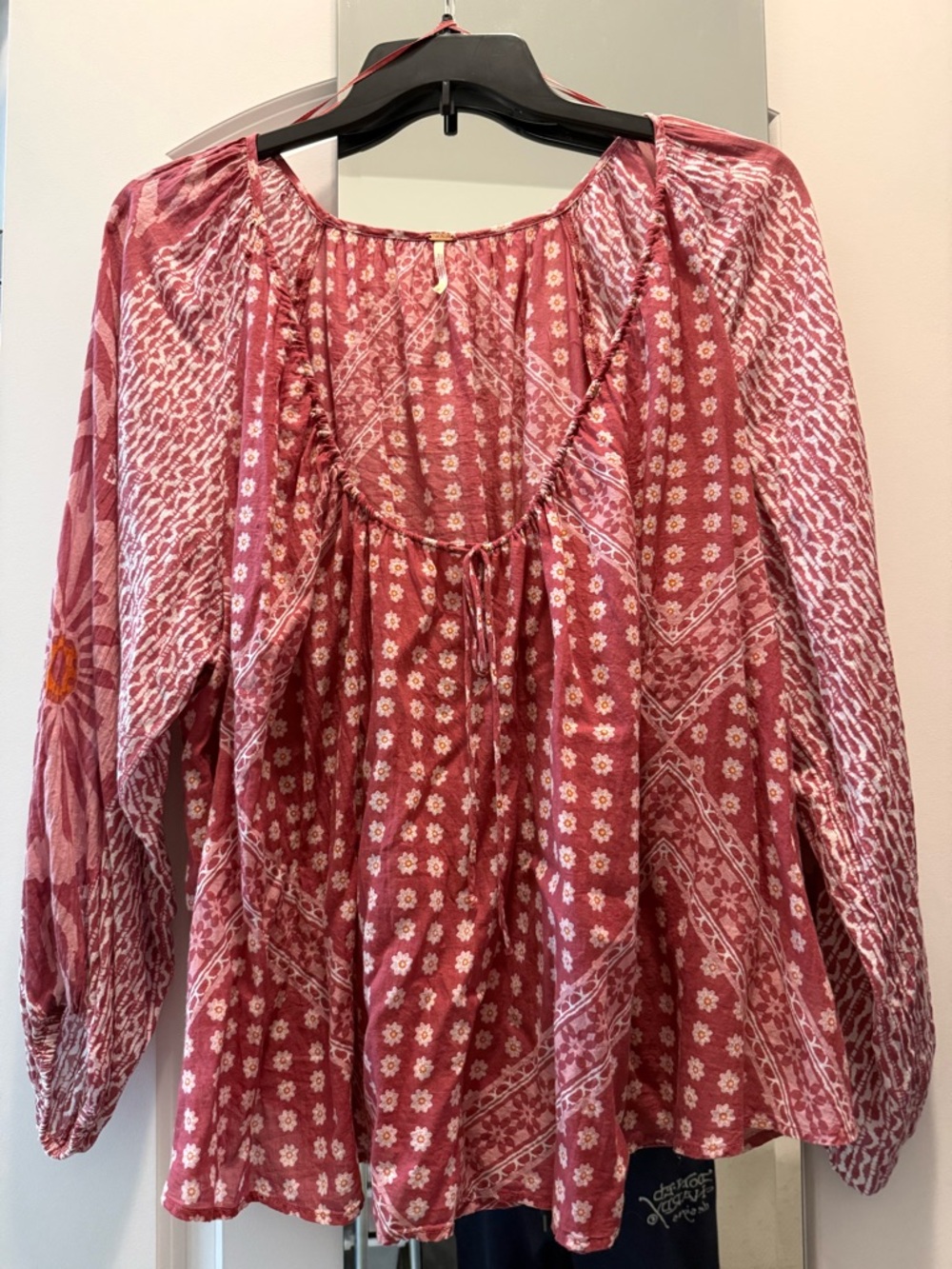 Free People Rose-Pink Printed Boho Peasant Tunic